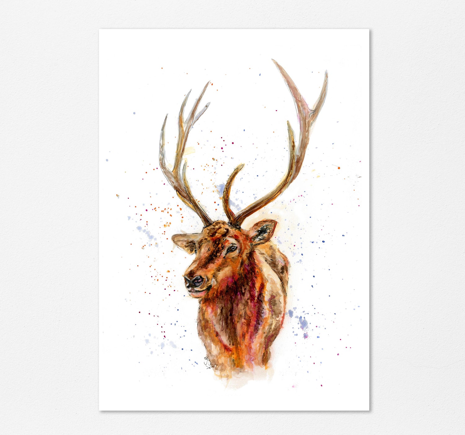 Boyfriend gift idea: handpainted stag head print for a touch of nature - a statement piece for modern homes, rustic and contemporary