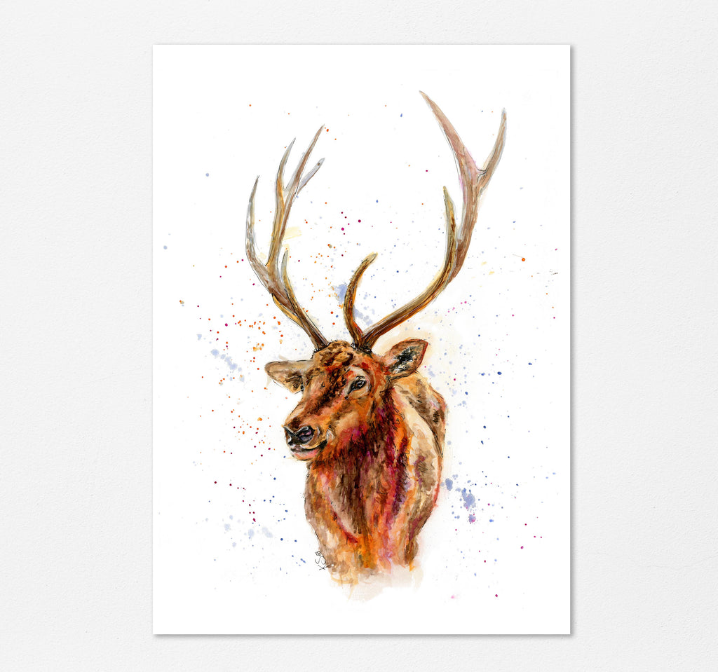 Boyfriend gift idea: handpainted stag head print for a touch of nature - a statement piece for modern homes, rustic and contemporary