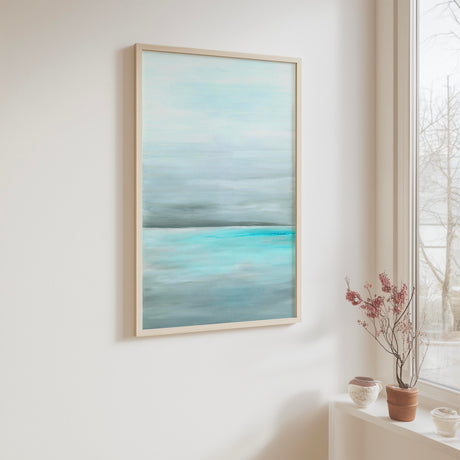 Peaceful and modern coastal art print 'Still Sea', perfect gift for ocean lovers or calming home decor.