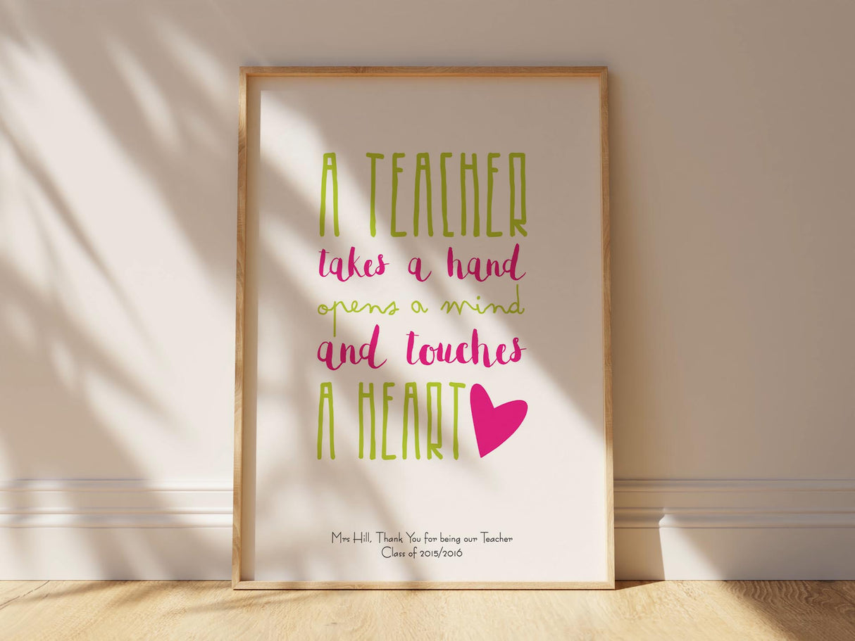 Teacher quote print with customizable option, perfect for showing appreciation to a teacher or daycare provider.