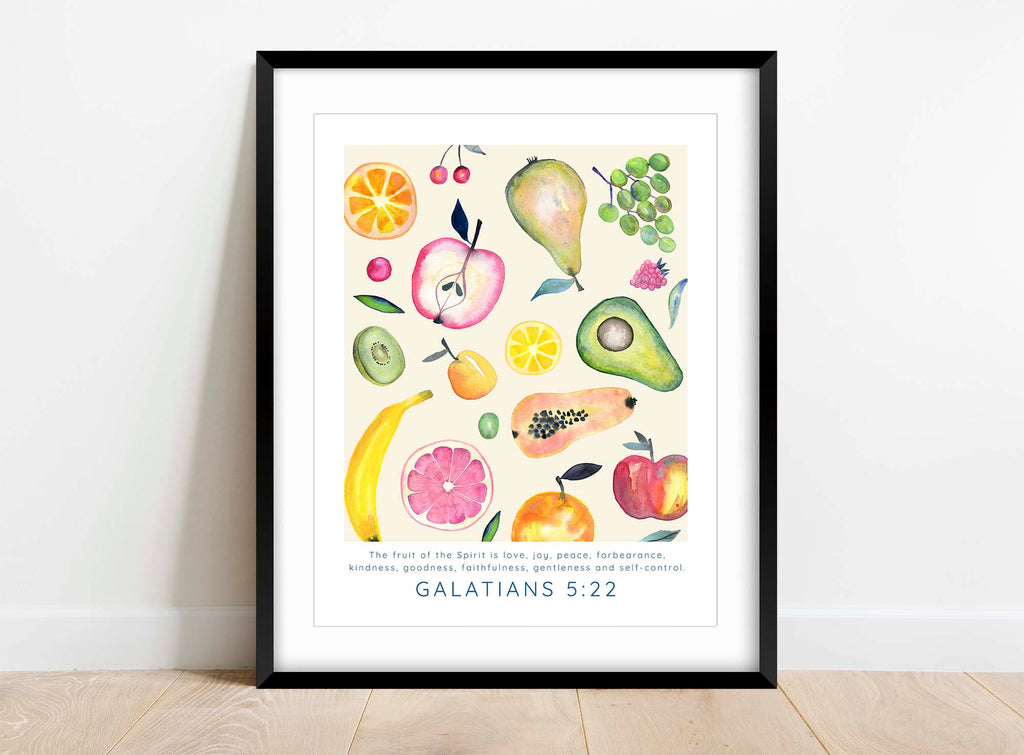 Fruit of the Spirit Wall Art, Modern Scripture Prints, Christian Art, Watercolour Fruit of the Spirit Print Galatians 5:22