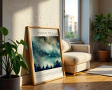 Faith-based wall decor showing a starlit sky and a message about God’s glory in creation. Christian print with deep blues and star-filled heavens proclaiming the work of God’s hands.