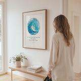Psalm 34:18 turquoise wave Christian print with the verse "The Lord is close to the brokenhearted."