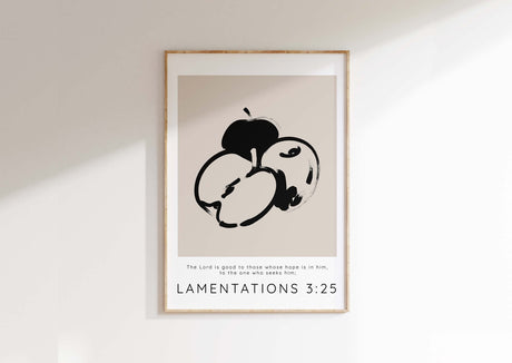 The Lord Is Good To Those Whose Hope Is In Him Bible Verse Print, Lamentations 3:25 Modern Christian Wall Art, Minimalist Neutral Print with Scripture