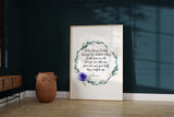 Versatile floral wreath artwork for gallery walls, Graceful floral wreath Christian scripture print, Beautiful Psalm 23:4 print