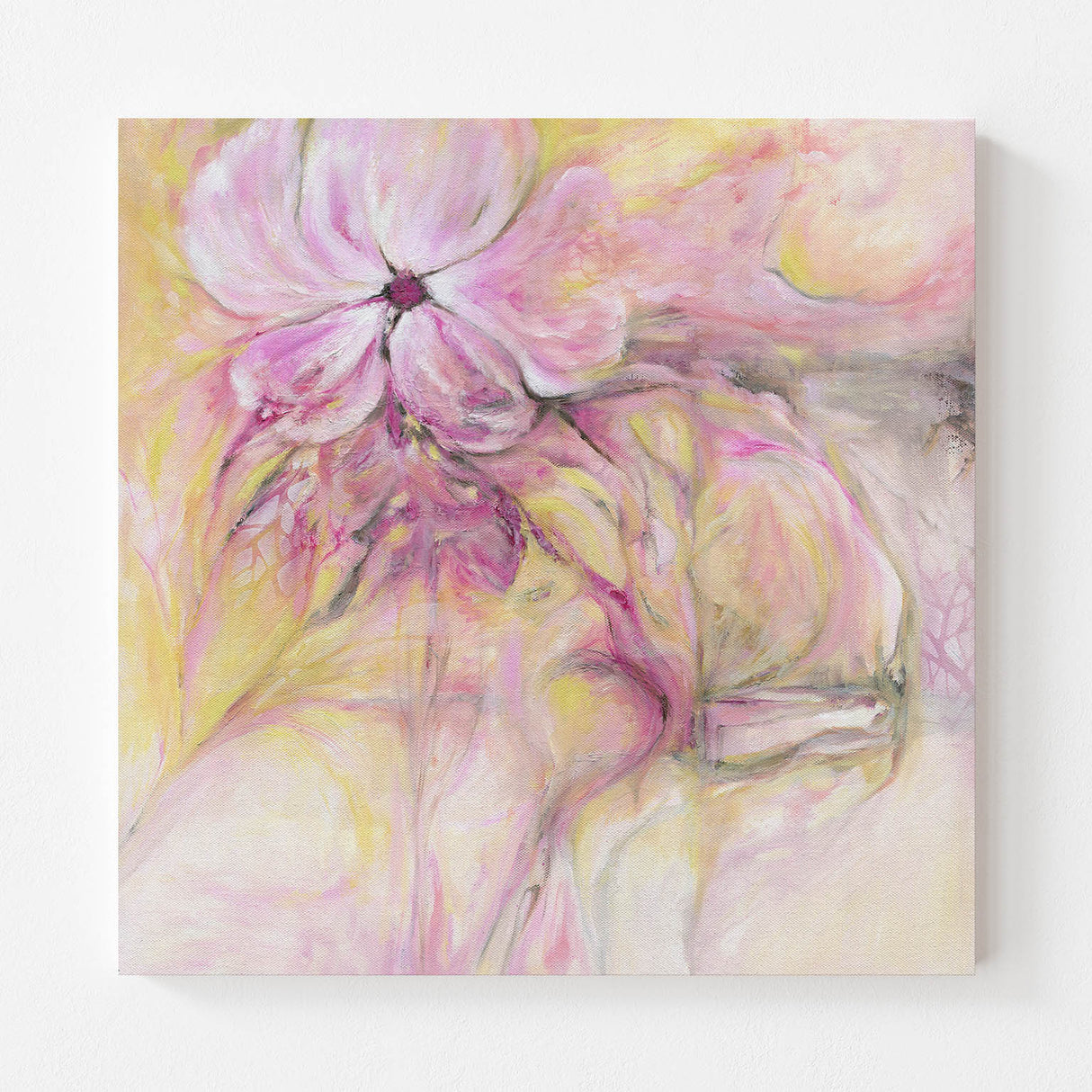 'Through It All' - gentle pink and peach artwork with fresh green tones.