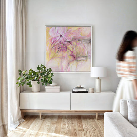 'Through It All' - uplifting modern wall art with gentle flowing colours.