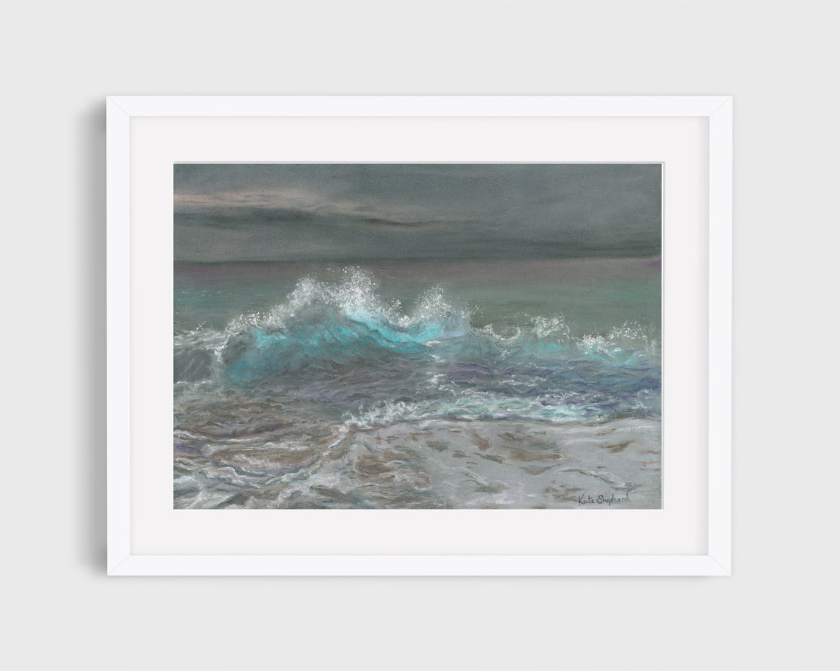 Abstract yet realistic wave art print for coastal decor.