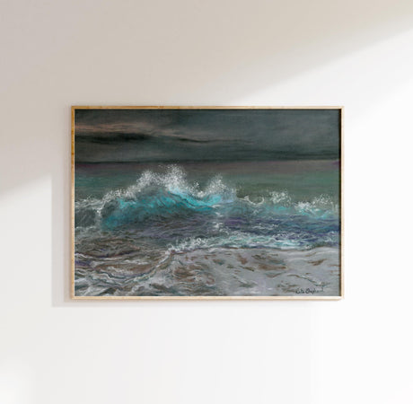 Turquoise blue ocean print for beach and nature enthusiasts. Ideal surfer gift, beach house decor, beautiful modern home art