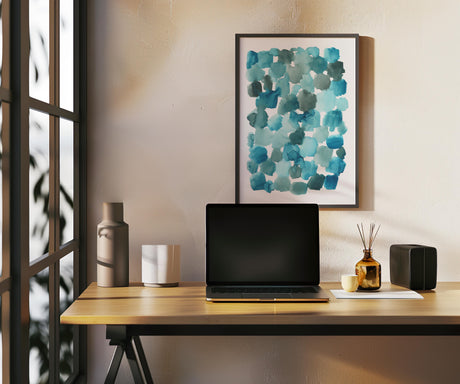 Elegant abstract design with varying shades of turquoise in a calming composition.