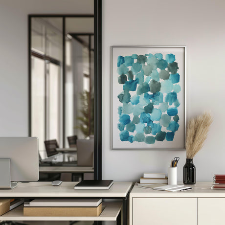 Aesthetic watercolor composition featuring fluid turquoise tones for modern decor.