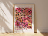 Unique hand-painted flower market Amsterdam print.