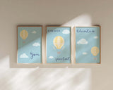 Gender-Neutral Baby Gift Idea: Hot Air Balloon 3 Print Set with 'You Are Our Greatest Adventure' Quote