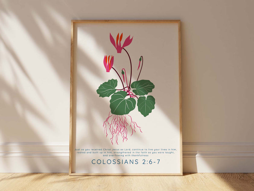 Colossians 2 6-7 Modern Christian Wall Art, Floral Scripture Prints ...