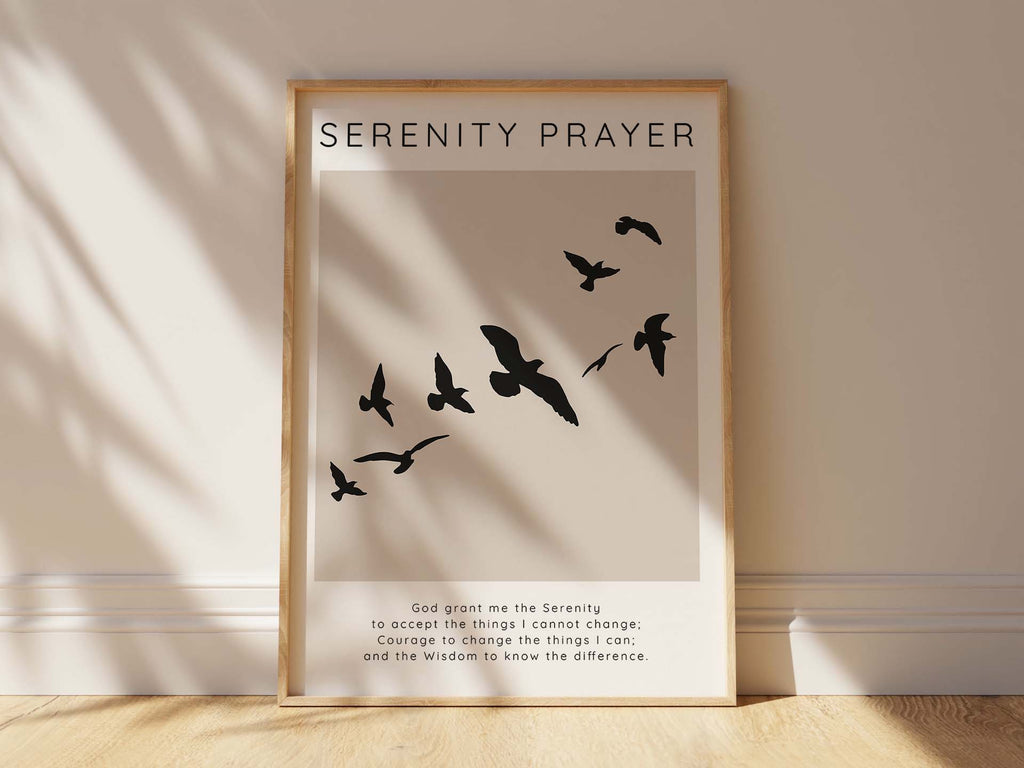 Serenity Prayer Wall Art with Birds, Sober Gift, encouragement gift, mental health gifts, prayer printable, sobriety gifts for men