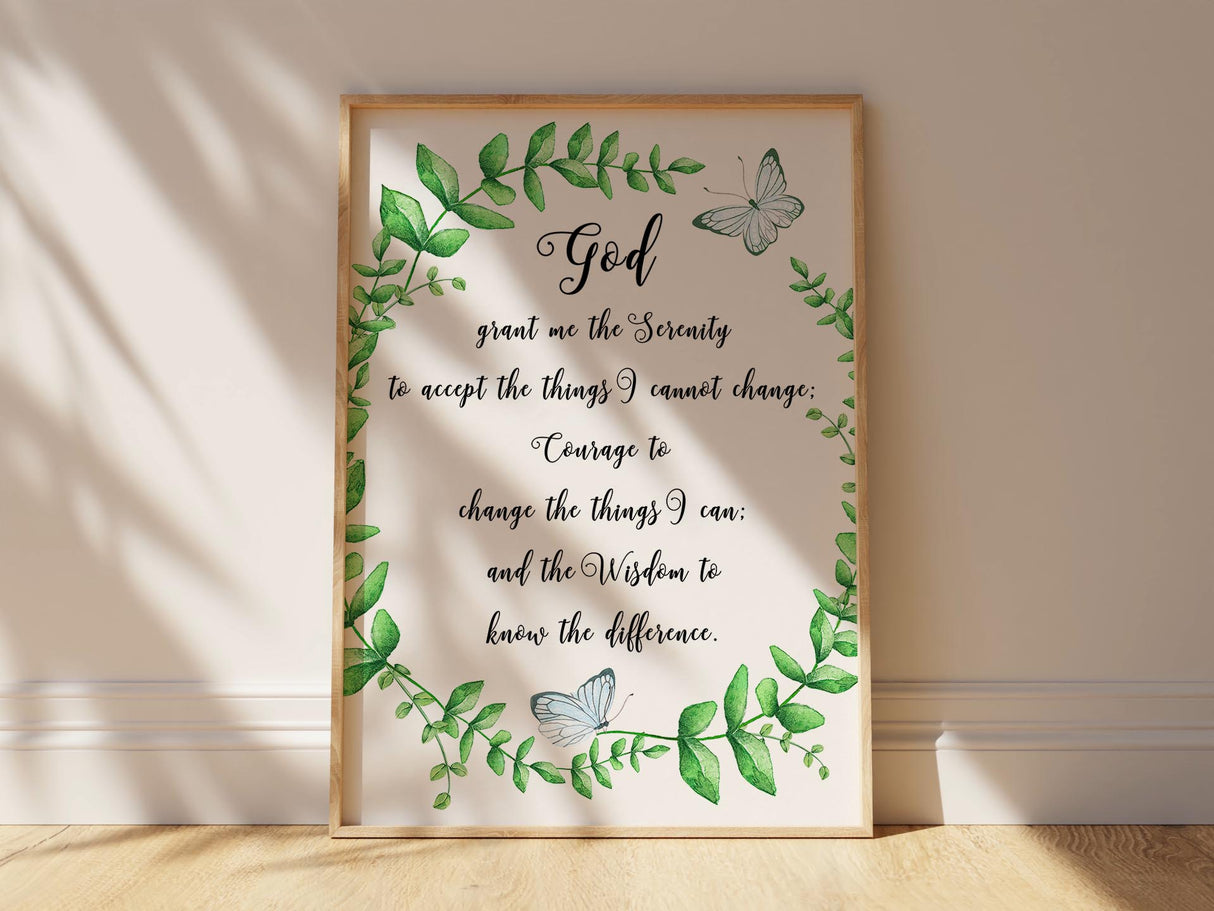 Nature's Serenity Prayer Wall Decor, Serenity Prayer Symbolism in Art, Serenity Prayer Art for Peaceful Decor