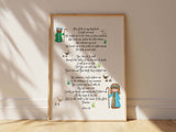 Psalm 23 children's artwork with sheep, Christian nursery decor - Psalm 23 kids print, Psalm 23 kids poster - Shepherd and sheep theme