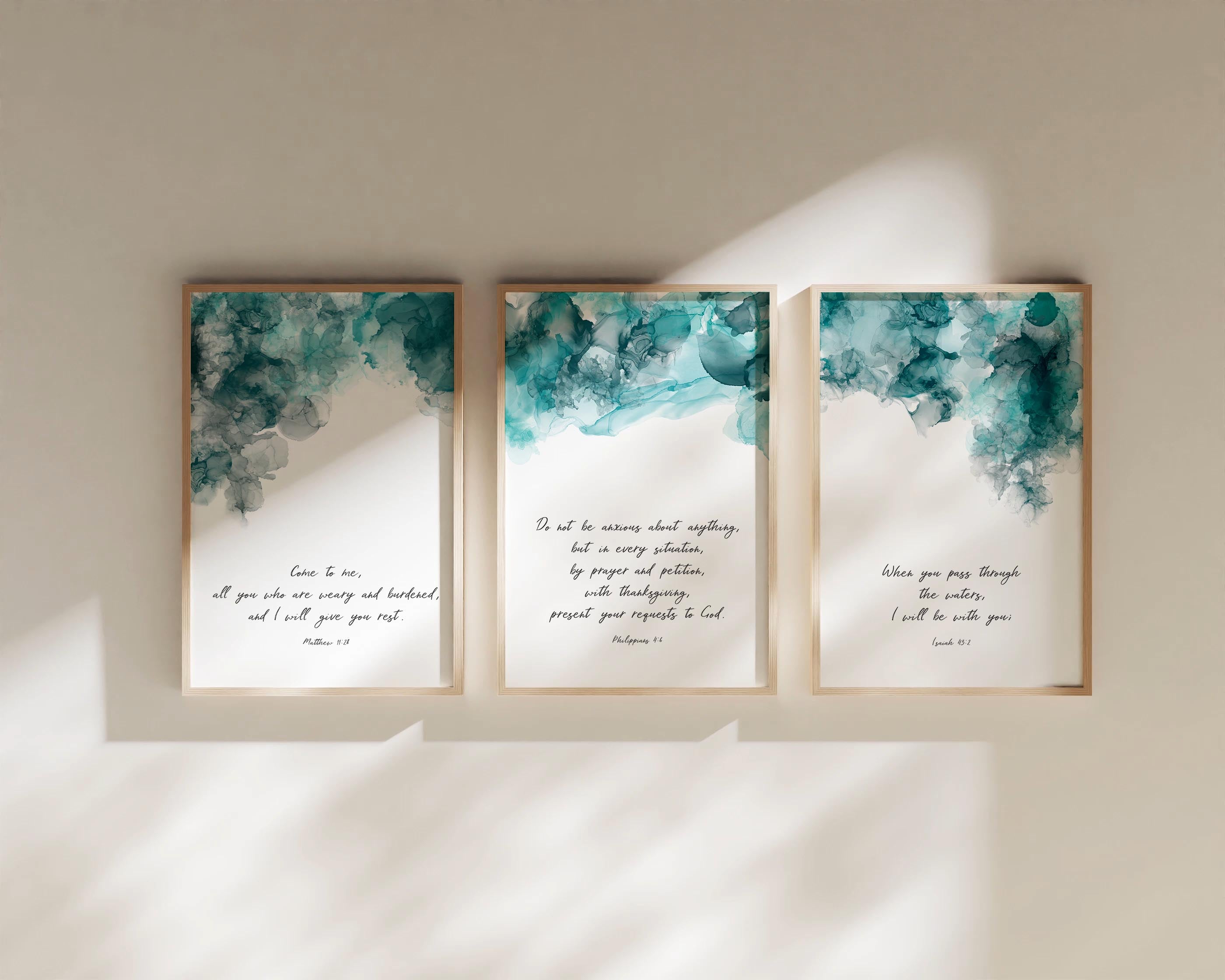 Bible Verse Art Prints Set of 3 Scripture Prints, Christian Gift Idea ...