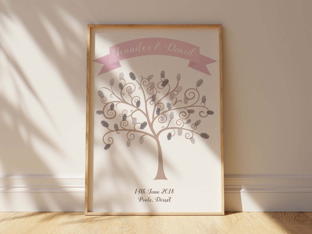 Capture Memories: Wedding Fingerprint Tree Print with Personalized Ribbon, Inkpad Included