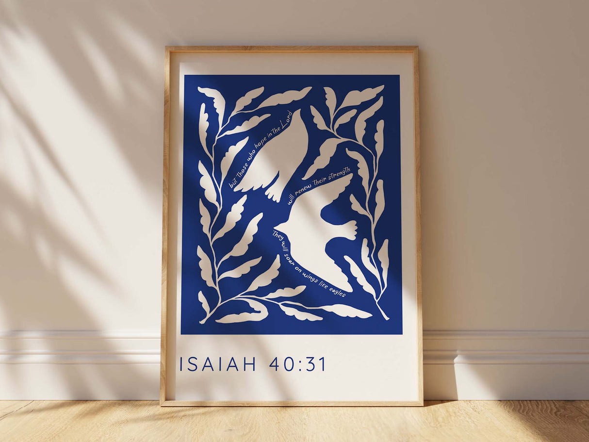 Isaiah 40 31 Modern Bible Quote Print, Soar on Wings Like Eagles Art