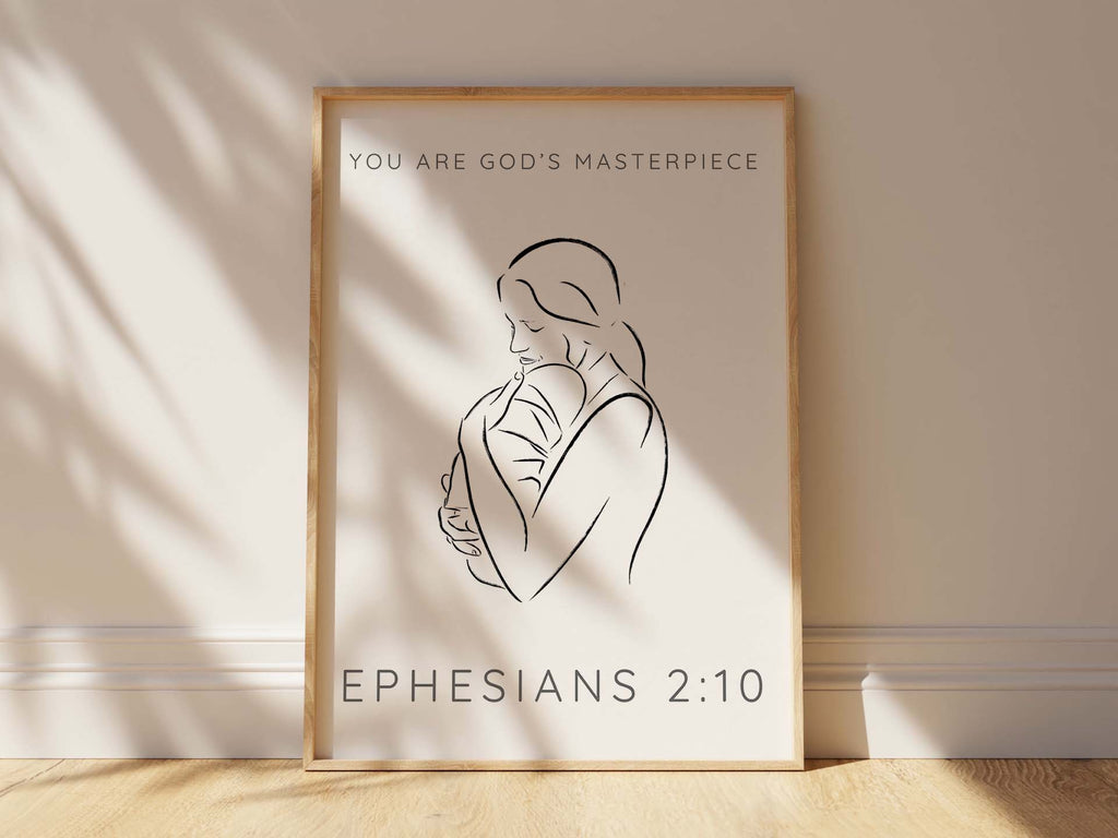 Ephesians 2:10 Line Art Print, Christian Parenthood Wall Art, Bible Quote Baby Room Decor