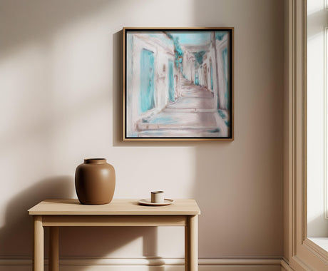 Aegean-inspired modern abstract print capturing Greek summer light