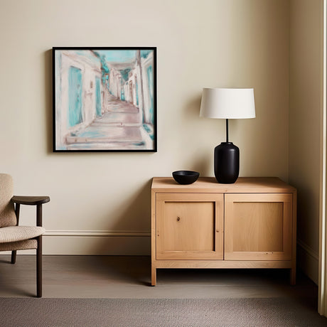 Abstract travel-inspired art print of a Greek alleyway