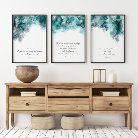 Philippians 4:6 abstract alcohol ink print offering spiritual comfort and guidance through prayer.