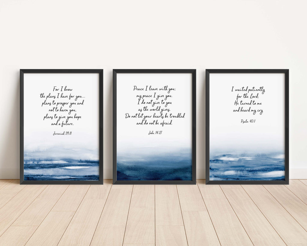 Abstract Watercolor Bible Verse Art Trio for Your Home, Inspiring Bible Quote Prints in Abstract Watercolor Style