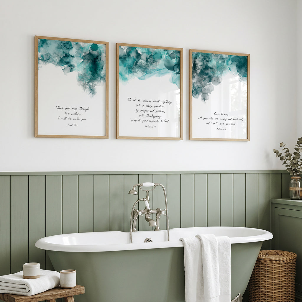 Matthew 11:28 scripture print with soft ink tones reflecting rest and faith in God's promises.