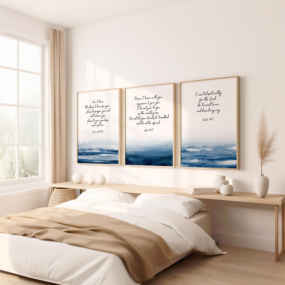Christian wall art with John 14 27, a peaceful abstract print reminding us not to fear.