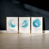 Ocean-themed Bible verse wall decor, Watercolor ocean scripture prints, Psalm 89:9 watercolor waves art