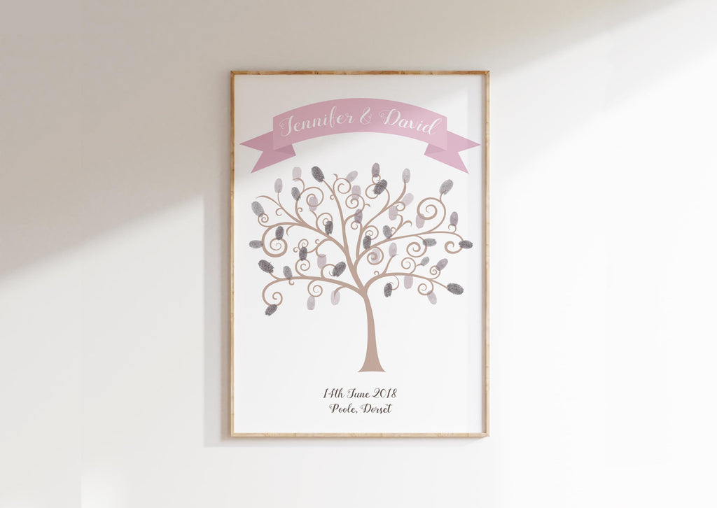 Guests Leave Their Mark: Wedding Fingerprint Print with Customizable Text and Inkpad