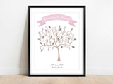 Symbolic Fingerprint Tree Art: Wedding Keepsake with Couples' Names and Optional Inkpad