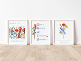 Contemporary wildflower verse wall decor, Christian acronym GRACE floral prints, Psalm 96:13 wildflower praise artwork