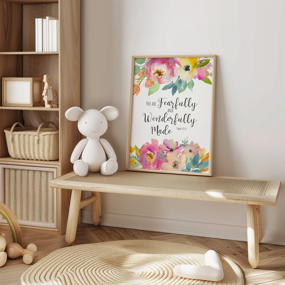 Elegant botanical scripture print celebrating God’s creation and personal worth.