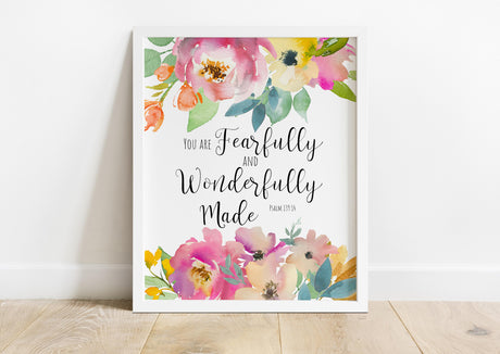 Psalm 139 4, You are fearfully and Wonderfully Made, modern christian art, bible verse wall art uk, modern bible verse