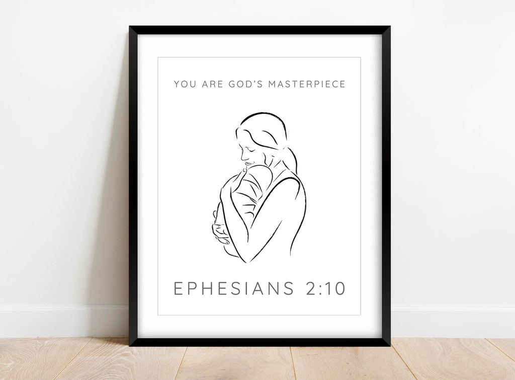 Ephesians 2:10 Christian Wall Art, Inspirational Scripture Artwork, God's Masterpiece Minimalist Print