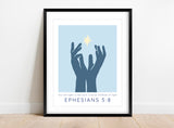 You are Light Modern Church Decor, Ephesians 5 8 Christian Print