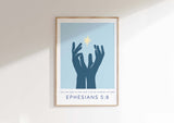 You are Light Modern Church Decor, Ephesians 5 8 Christian Print