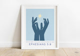 You are Light Modern Church Decor, Ephesians 5 8 Christian Print