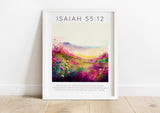 Meaningful gift of joy and peace wall art, Serene and colorful flower meadow wall print, Isaiah 55:12 Bible verse flower meadow print