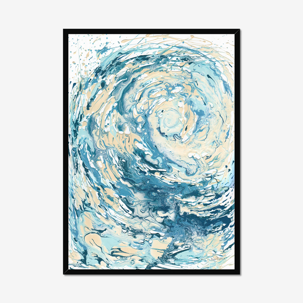 'Wave I' Blue Wave Wall Art Ocean Artwork for Coastal Decor Bedroom Ideas, Abstract Crashing Wave Art Sea Print Ocean & Beach Lover Gift Idea