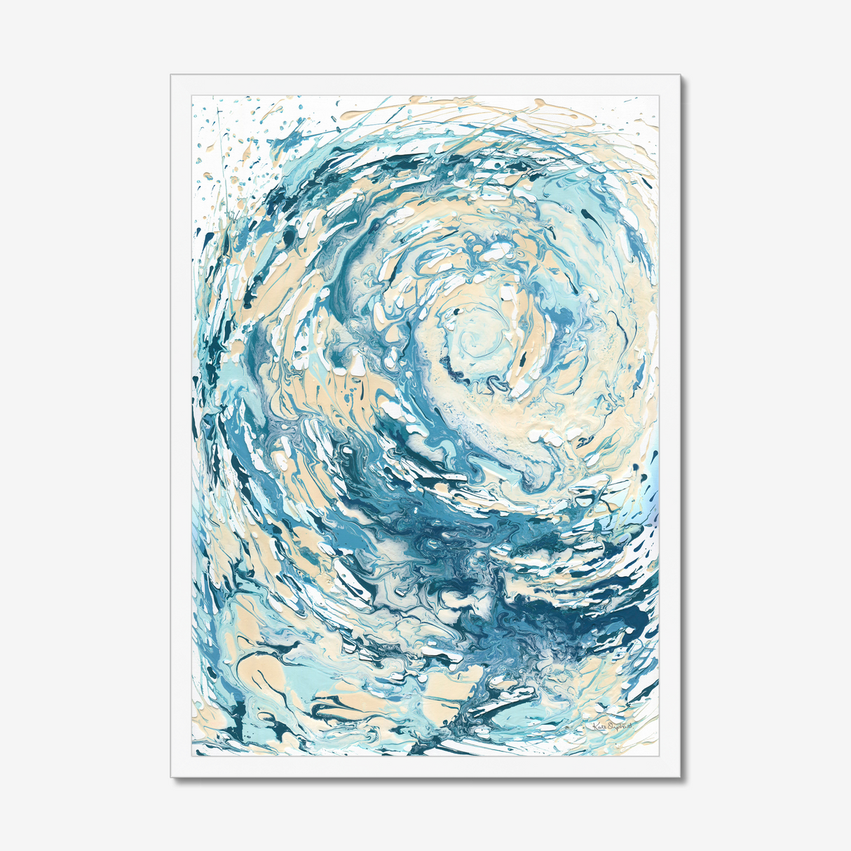 'Wave I' Blue Wave Wall Art Ocean Artwork for Coastal Decor Bedroom Ideas, Abstract Crashing Wave Art Sea Print Ocean & Beach Lover Gift Idea