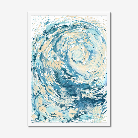 'Wave I' Blue Wave Wall Art Ocean Artwork for Coastal Decor Bedroom Ideas, Abstract Crashing Wave Art Sea Print Ocean & Beach Lover Gift Idea