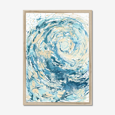 'Wave I' Blue Wave Wall Art Ocean Artwork for Coastal Decor Bedroom Ideas, Abstract Crashing Wave Art Sea Print Ocean & Beach Lover Gift Idea