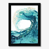 'Sandbanks Wave' - Abstract ocean art in fluid acrylic, capturing the energy and ferocity of a breaking wave in turquoise, teal and deep navy — beautiful coastal home decor, by Crafty Cow Design.