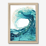'Sandbanks Wave' - Abstract ocean art in fluid acrylic, capturing the energy and ferocity of a breaking wave in turquoise, teal and deep navy — beautiful coastal home decor, by Crafty Cow Design.