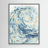 'Wave I' - Abstract ocean art canvas print capturing the wild energy of a breaking wave in turquoise, teal and deep navy — blue wave canvas print for coastal living and contemporary homes, by Crafty Cow Design.