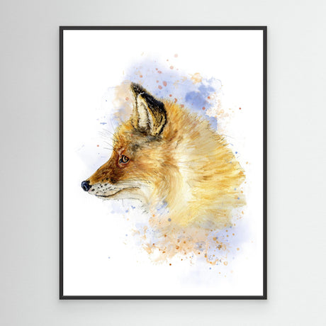 'Still & Knowing' - Animal wall art canvas in warm russet and amber tones with dreamy blue wash, woodland decor country home decor by Crafty Cow Design.
